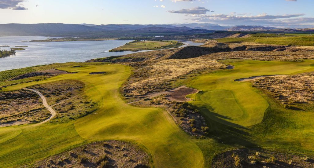 Gamble Sands aerial view with Columbia River in background