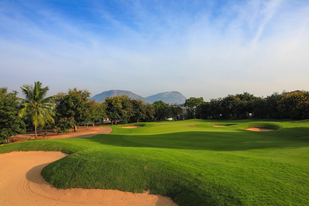 Nandi Hills seen from the golf course at Prestige Golfshire Club