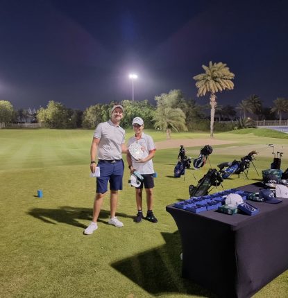 David Laing and Madai Saas at Montgomerie Golf Club Dubai
