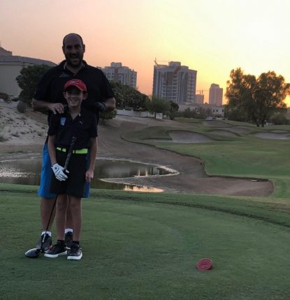 Ben Nami and Son Oscar at the els club dubai