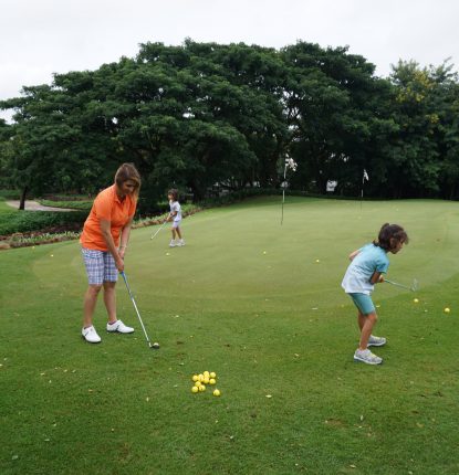David D'Souza and his wife and children at Prestige Golfshire Club