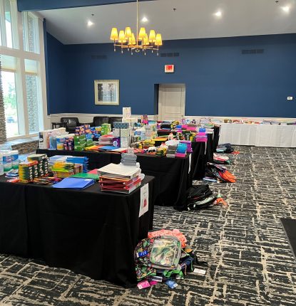 School Supplies sitting on table at Hunting Creek Country Club