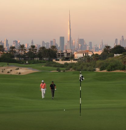 Two Golfers at Dubai Hills Golf Club