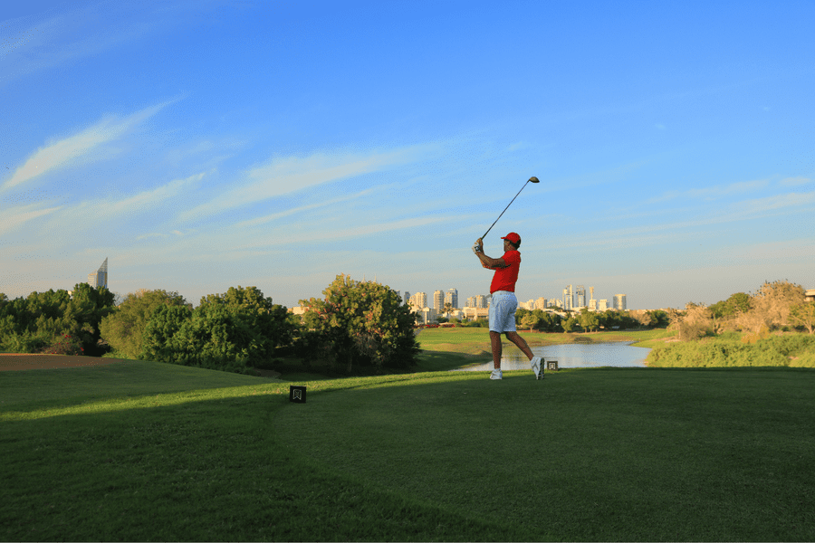Golfer at Montgomerie Golf Club Dubai