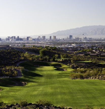 Rio Secca golf hole looking down to the Las Vegas Strip