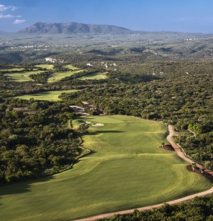 Aerial view of the Hills course at Costa Navarino in Greece