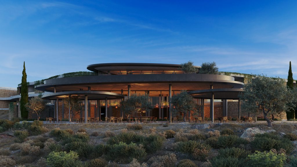 Exterior of the Mandarin Oriental Hotel at Costa Navarino in Greece