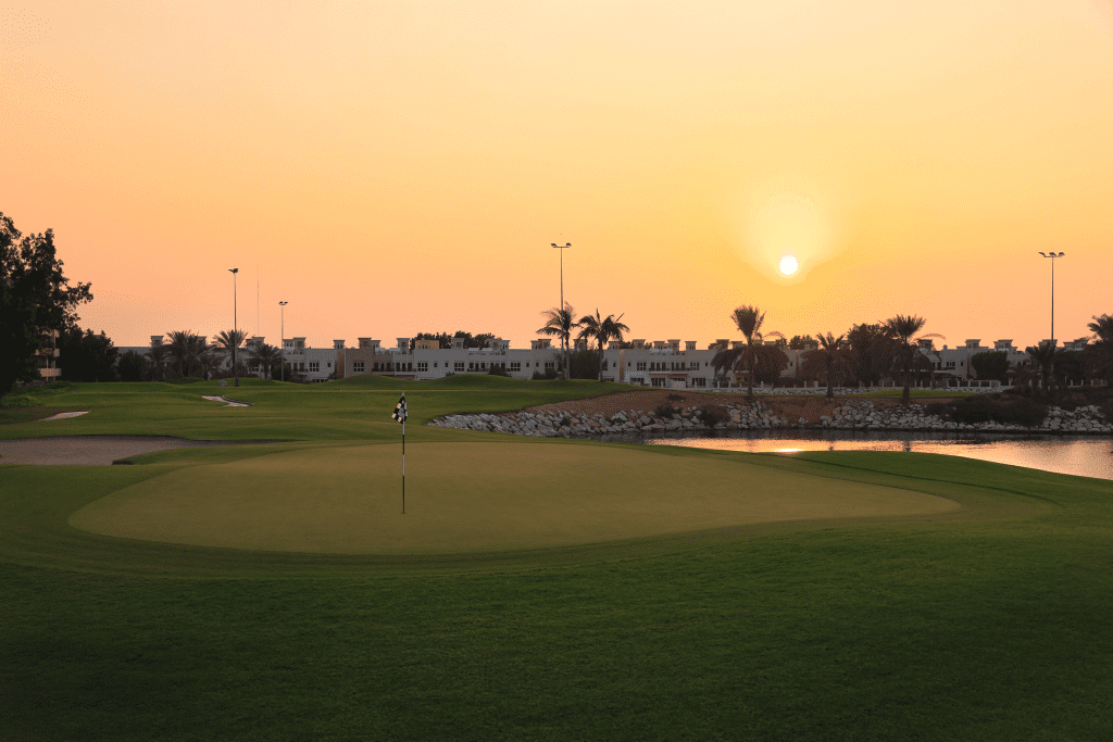 Al Hamra Golf Club at sunset