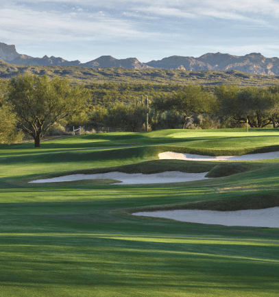 Rio Verde Country Club with the Superstition Mountains in the back