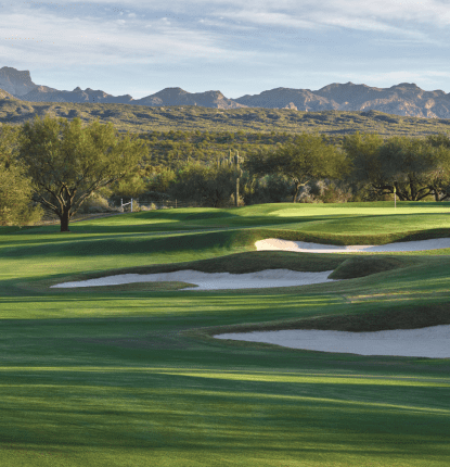 Rio Verde Country Club with the Superstition Mountains in the back