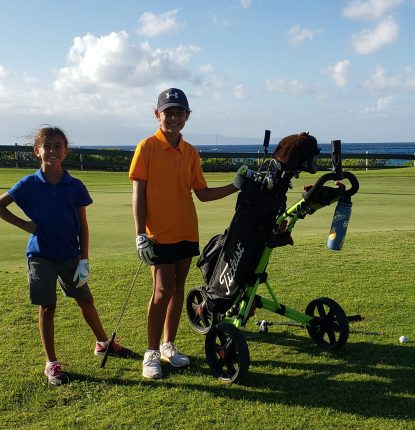 2 children playing golf at Ka'anapali Golf Course